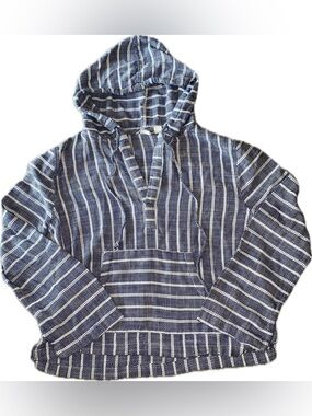 Roxy Blue and White Striped Hooded Sweater